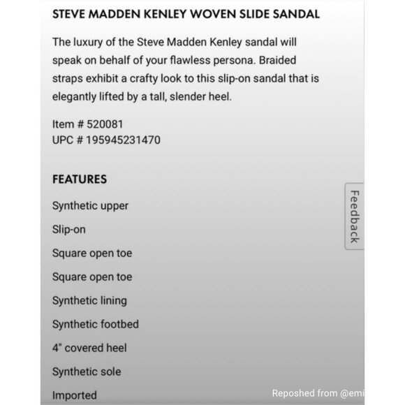 Steve Madden 8.5 Kenley Heel Puffy Braided Leather Square Toe Sandals Yellow - Picture 6 of 6